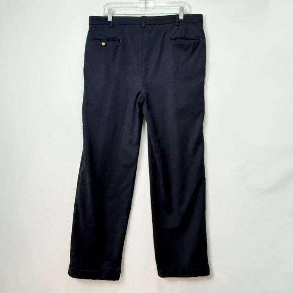 Vintage 80s Todays Man Wool Pleated Trouser Black 36x32 Cuffed - Picture 5 of 16